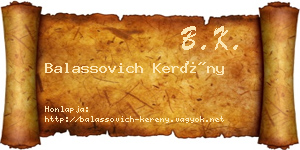 Balassovich Kerény névjegykártya